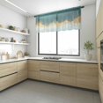 thumbnail image 4 of Abstract Gradient Teal Gold Semi Sheer Valance Curtains Shinny Gold Geometric Voile Valances Curtain Rod Pocket Small Window Treatment for Kitchen Bathroom Cafe 60"x18", 4 of 9
