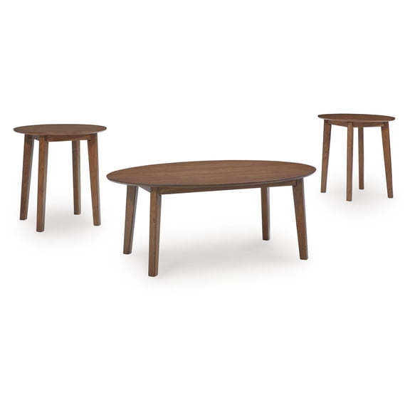Signature Design by Ashley Gordonay 3-Piece Coffee Table Set with End Tables - Brown Wood-Tone Finish