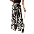 thumbnail image 2 of Women'S Wide Leg Pants High Elastic Waist Flowy Palazzo Pants Black & White L, 2 of 9