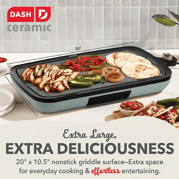 Dash Ceramic DEG20CGBGLV01 Nonstick 20 x 10.5 Everyday Griddle Sage