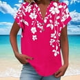 thumbnail image 2 of Vestidos Casuales Para Mujer, Blusas De Mujer De Moda Camiseta informal de manga corta con cuello en V y botones para mujer, 2 of 5