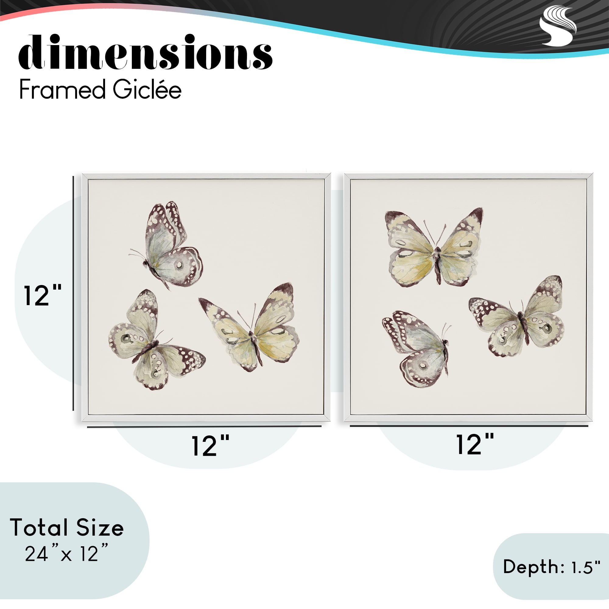 Stupell Industries Flight of Butterflies on Beige 2 Piece White Framed Giclee Art Set, design by Patricia Pinto