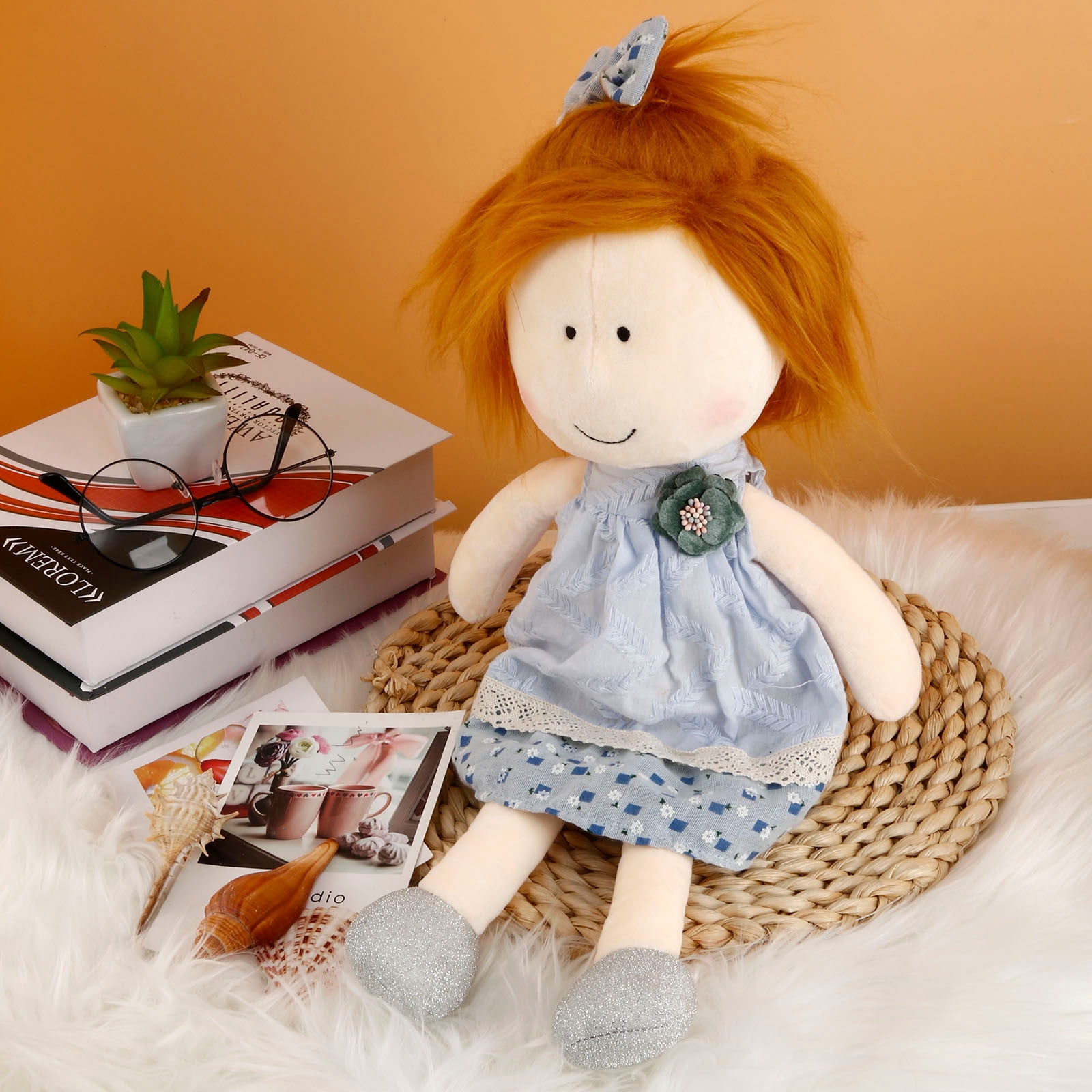 Unique cute collectible rag doll Interior art decor doll Summer Doll Blond hair doll Special gift Cloth doll handmade