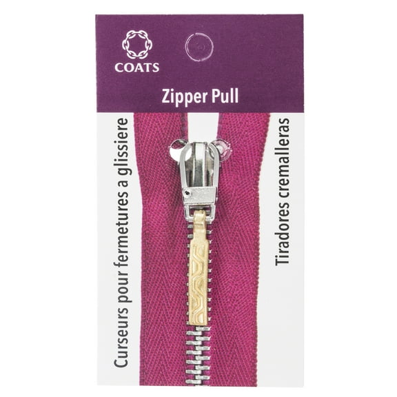 Coats & Clark Zipper Pulls, Metal, Gold Embossed Aztec