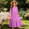 thumbnail image 7 of Mifsaly Little Girl Dresses Ruffle Half Sleeve A-Line Tiered Long Dress Comfortable Flowy Casual Summer Beach Sundress with Pockets, 7 of 7