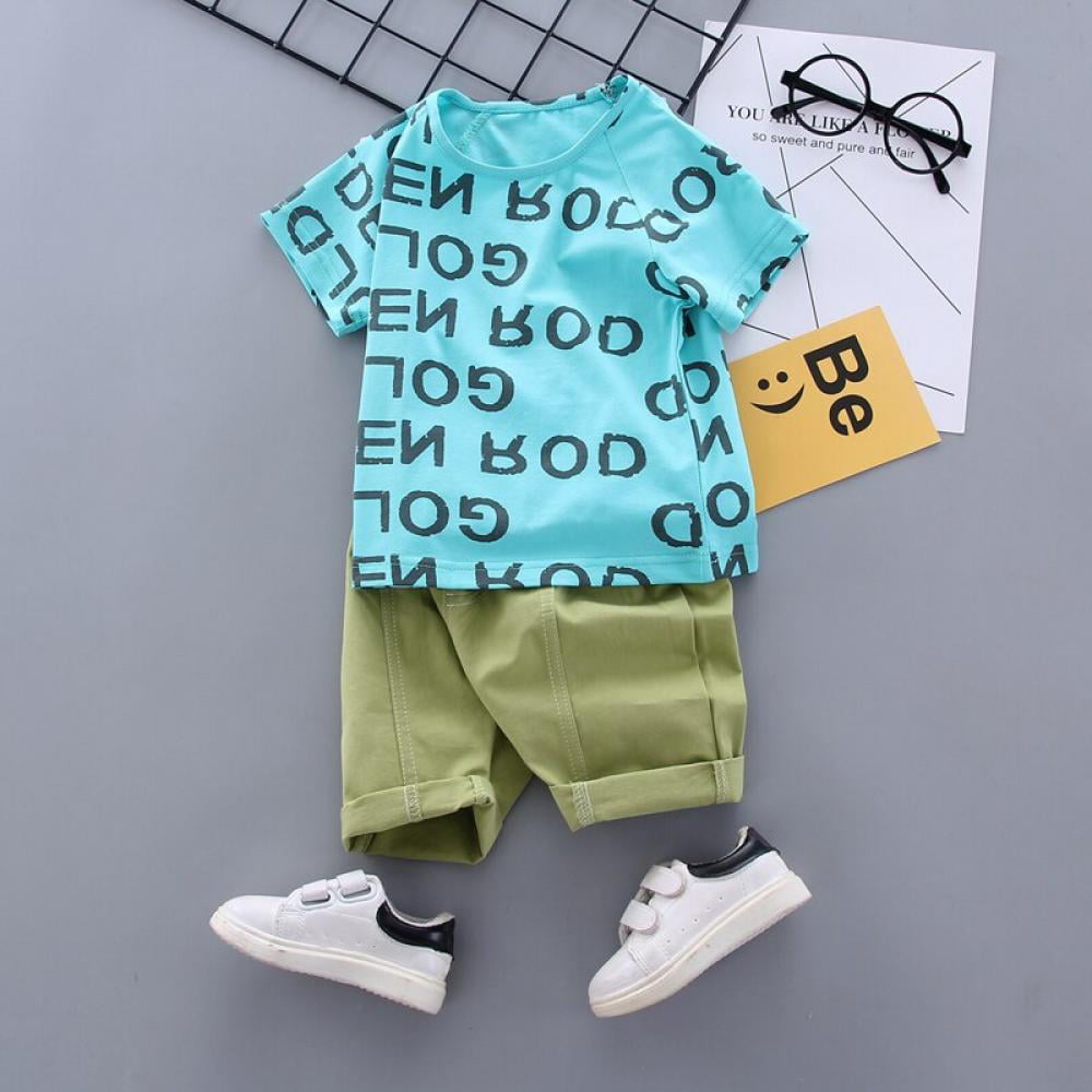 EEFRVDFFDE Baby Infant Boys Short Sleeve Eyes Print T-Shirt Tops+Casual Shorts 2PCS for 0-4Y 