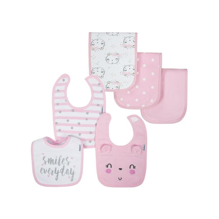 - Organic Cotton Blend Terry Bib & Burp Set, 6-piece (Baby Girls)