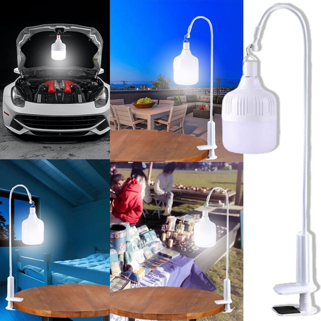 Aodebiao Lanterne de Camping Rechargeable USB avec Support, Lampe de Travail LED Portable à 5 Vitesses à Intensité Réglable pour Garage, Marché Nocturne, Patio, Éclairage Doux à 360°, Puce Intelligente, Pince de Suspension Incluse