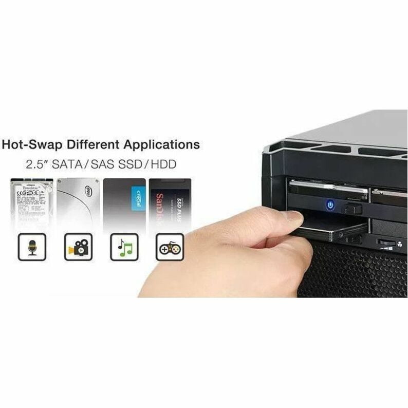 Icy Dock FlexiDOCK MB014SP-B R1 Drive Enclosure for 5.25" SATA/600, 12Gb/s SAS - SATA Host Interface - Black (mb014sp-br1)