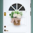 thumbnail image 1 of Jkkant Hydrangea Flower Basket Wreath, Rattan Bowknot Wall Hanging for Front Door, Farmhouse Spring Summer Decor, 1 of 6