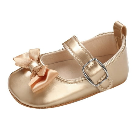 BOBOGOJP Girl Closed Toe Dress Ballerina Flats - Stylish Formal Patent Mary Jane Wedding Party Shoes (Toddler - Little Kid - Big Kid) (Gold 6)