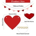 thumbnail image 3 of ERTZAE Heart Garland Banner,75" Red Natural Wood Bead Garland With Hearts For Mantel And Fireplace Accents,Heart Garland For Valentine'S Day,Hanging Banner Decor For Home Celebration Festive Events, 3 of 9