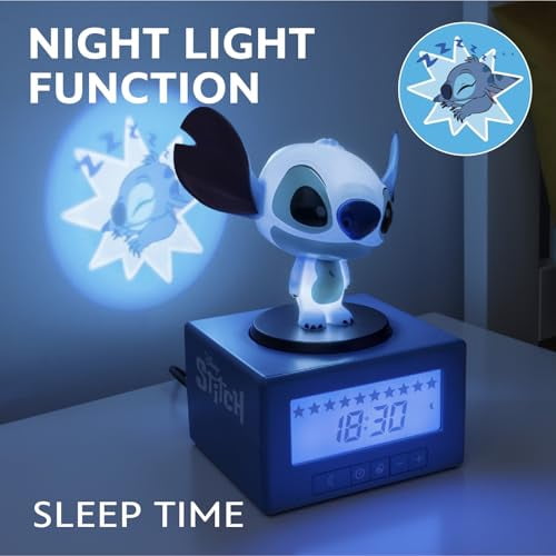 Stitch Sleep Training Alarm Clock – Officially Licensed Disney Kids Projection Bedroom Night Light | Paladone