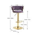 thumbnail image 4 of Luccalily Velvet Bar Stools Set of 2,Swivel Adjustable Bar Stools with Back and Footrest,Modern Design and Golden Base for Kitchen,Bistro Pub, Dining Room Counter, 4 of 13