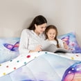 thumbnail image 5 of Manfei Girly Pirple Butterfly 7-Piece Twin Bedding Sets for Girls, Chic Watercolor Groovy Bedding Comforter Set, Cute Cartoon Animal Reversible Sheet Sets, Microfiber Bedroom Decor, 5 of 8