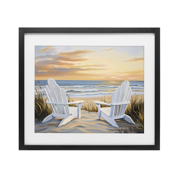 Stupell Industries Rustic Lodge Wave Watching Spot at Sunset Black Framed Print Under Glass, 16 x 13, by Petals Prints Design