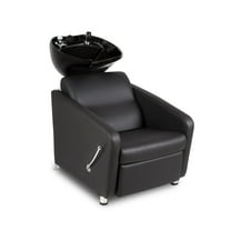 KLYNE Shampoo Backwash Unit w/ adjustable Footrest, Black Shampoo Unit & Shampoo Bowl with Faucet for Beauty Salon Styling