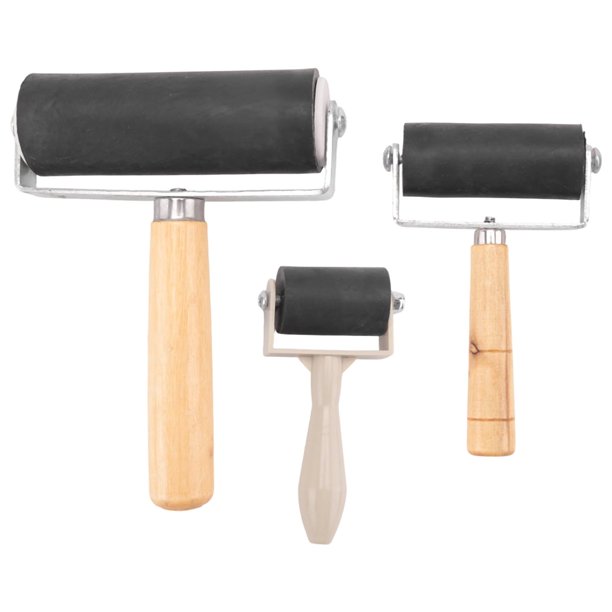Paquete de 3 Rodillos Goma Brayer 1,4/2,4/4 Pulgadas, para Manualidades, Impresión, Tinta, Papel Tapiz, Estampación y Pegado