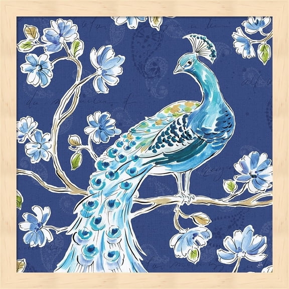 Metaverse Daphne Brissonnet 'Peacock Allegory IV Blue' Framed Art