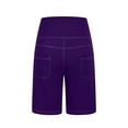 thumbnail image 5 of TrendVibe365 Short Leggings for Women Plus Size with Pockets Elastic Waist Shorts Curvy Slim Casual Workout Pants for Work out Solid Yoga Short Length Lightweight Purple M Breathable Gym Clothes, 5 of 6