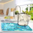 thumbnail image 5 of Turquoise and Blue Flowers Dish Drying Mat for Kitchen Counter 16x18 In Absorbent Microfiber Reversible Mats Dish Drainer Protector Rack Pad for Coffee Bar Table, 5 of 7