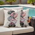 thumbnail image 4 of Halloween Pink Pumpkins Outdoor Waterproof Pillow Covers, Fall Evil Bat Vintage Decorative Square Throw Pillowcase Sofa Cushion Sham for Patio/Couch/Chair, 20"x20" 2 Pack, 4 of 8