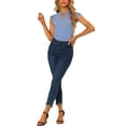thumbnail image 2 of INSPIRE CHIC Women's Work Office V Neck Sleeveless Basic Blouse Top L Gray Blue, 2 of 7
