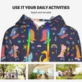 thumbnail image 4 of Fotbe Cartoon Dinosaur Pattern Womens Long Sleeve Hoodie, Pullover Hooded Sweatshirt, Kangaroo Pocket Hoodie with Eye-catching Drawstrings-Small, 4 of 7
