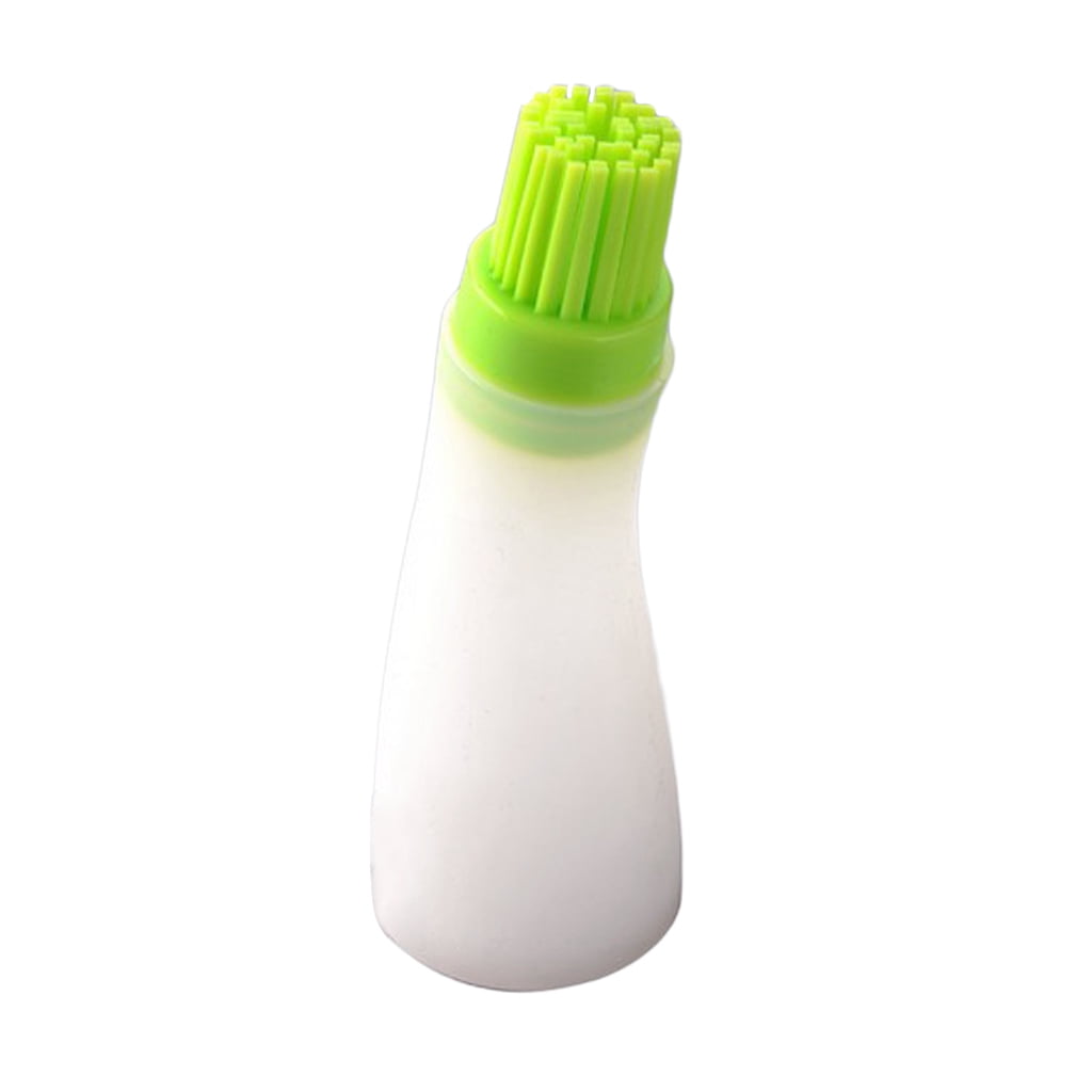 Heat Resistant Grill Oil Brush With Bottle Dispenser Silicone BBQ Basting Brushes Tool Green Top