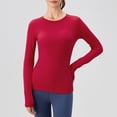 thumbnail image 2 of Yigetop Womens Thermal Underwear Womens Long Sleeve Undershirts Tops Round Neck Slim Fit Baselayer Soft Thermal Underwear Light Tight Long Sleeve Shirts for Women Red S, 2 of 7
