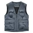 thumbnail image 2 of pstuiky Camisetas sin mangas para hombre, Chaqueta de trabajo sin mangas con cuello y múltiples bolsillos para hombre Camisas de hombre xxxxxxl, 2 of 3
