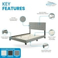 thumbnail image 4 of Boyd Sleep Roma Gray Faux Leather Queen Size Fully Upholstered Platform Bed Frame with Adjustable Headboard, 4 of 12