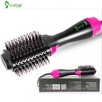 Ustar One Step Hair Dryer & Volumizer 13" Nylon Hot Air Brush, Ionic, Black