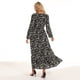 thumbnail image 3 of Gibobby Vestido largo casual de verano para mujer Vestido elegante casual para mujer Vestido de manga larga con estampado floral Volantes Temperamento fluido Vestido(Negro,CH), 3 of 5