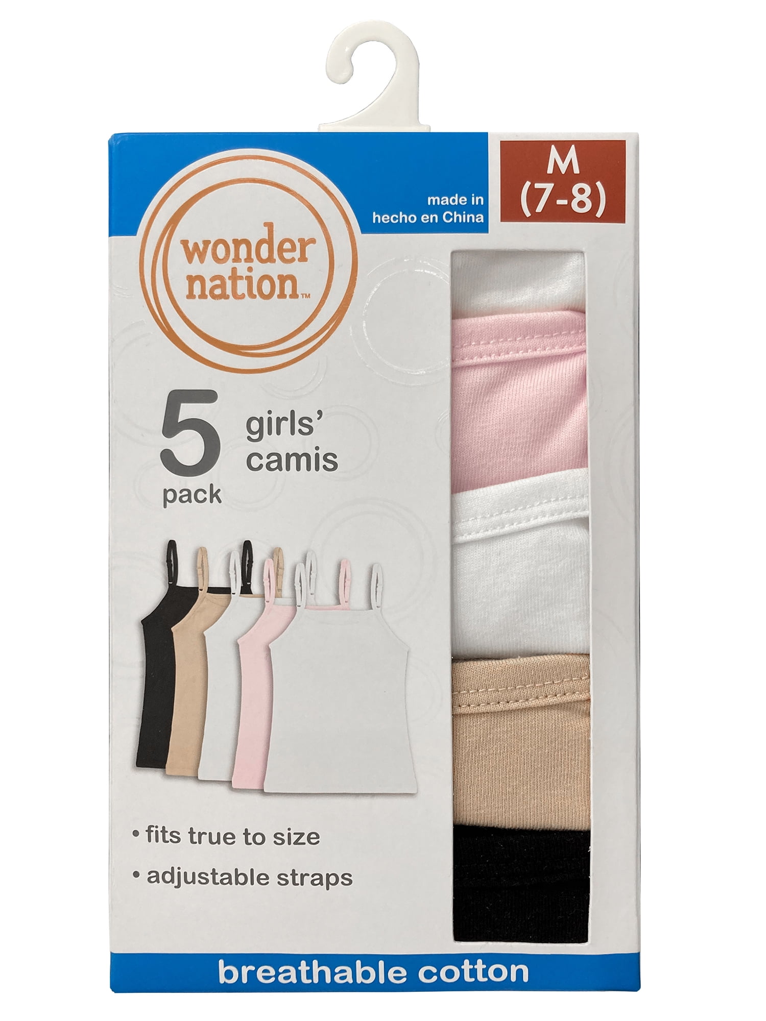 Wonder Nation Girls Cami, 5-Pack, Sizes S-XL