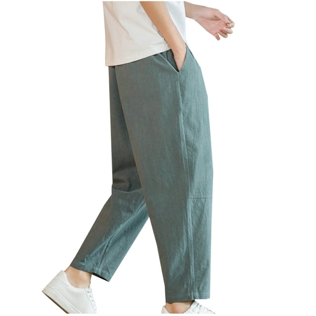 AherBiu Plus Size Sweatpants for Men with Pockets Drawstring Elastic Waisted Straight Leg Trousers Lightweight Loose Pants