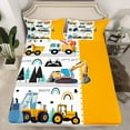 thumbnail image 2 of jejeloiu Bulldozer Crane Truck Full Size Sheets,Construction Vehicles Excavator Bed Sheets,White Yellow Sheet Sets For Boys Teens,Microfiber Bedroom Decor,4 Pieces, 2 of 7