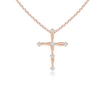 ANGARA Natural Diamond Braided Cross Pendant in 14K Rose Gold for Women (Size-1.85mm| Color-G| Clarity-VS2) | April Birthstone, Anniversary, Jewelry Gift for Women | Natural Diamond Necklace