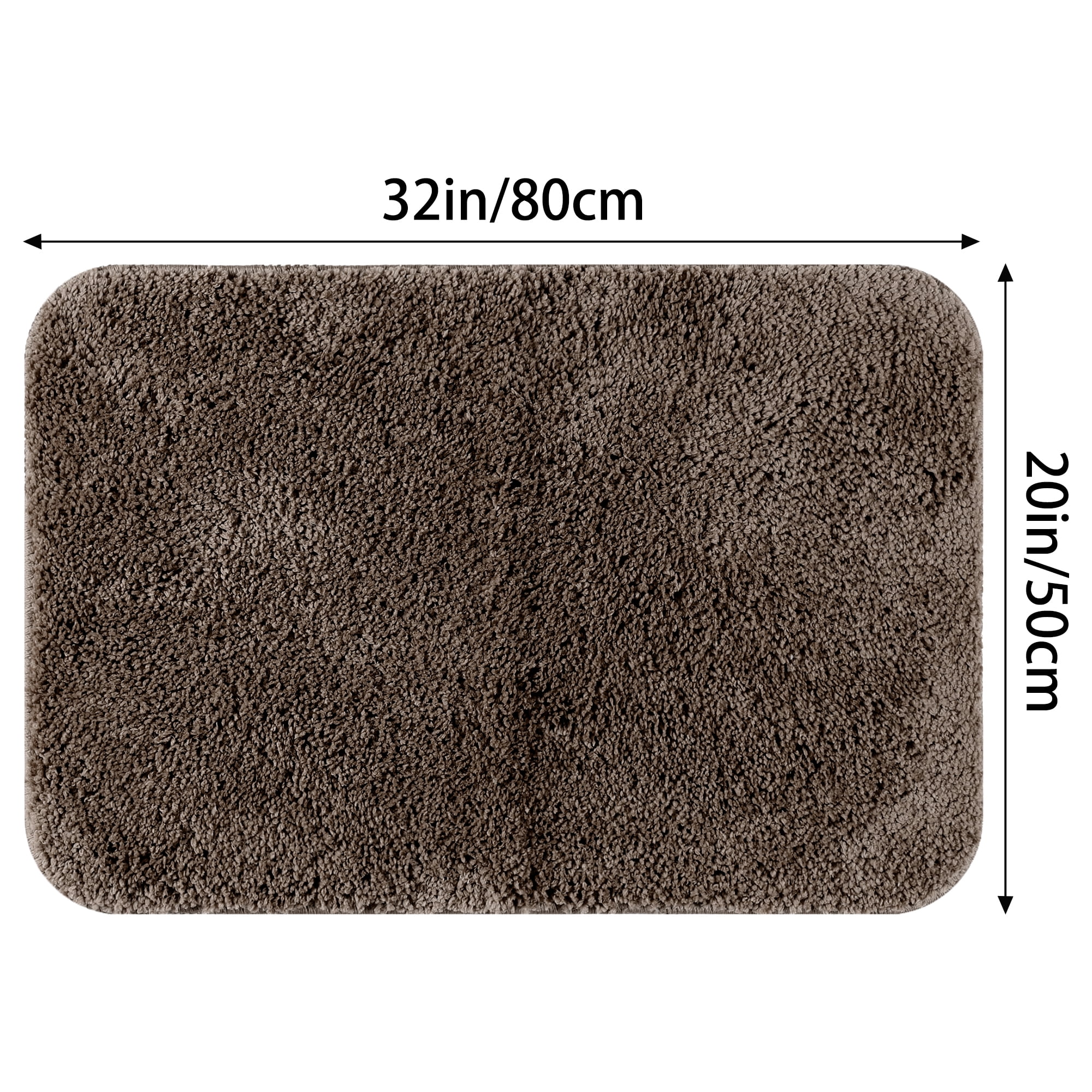 Unique Bargains Bathroom Soft Plush Mats Non-Slip Quick Dry Anti-Skid Shaggy Bath Rugs Brown 20"x32"