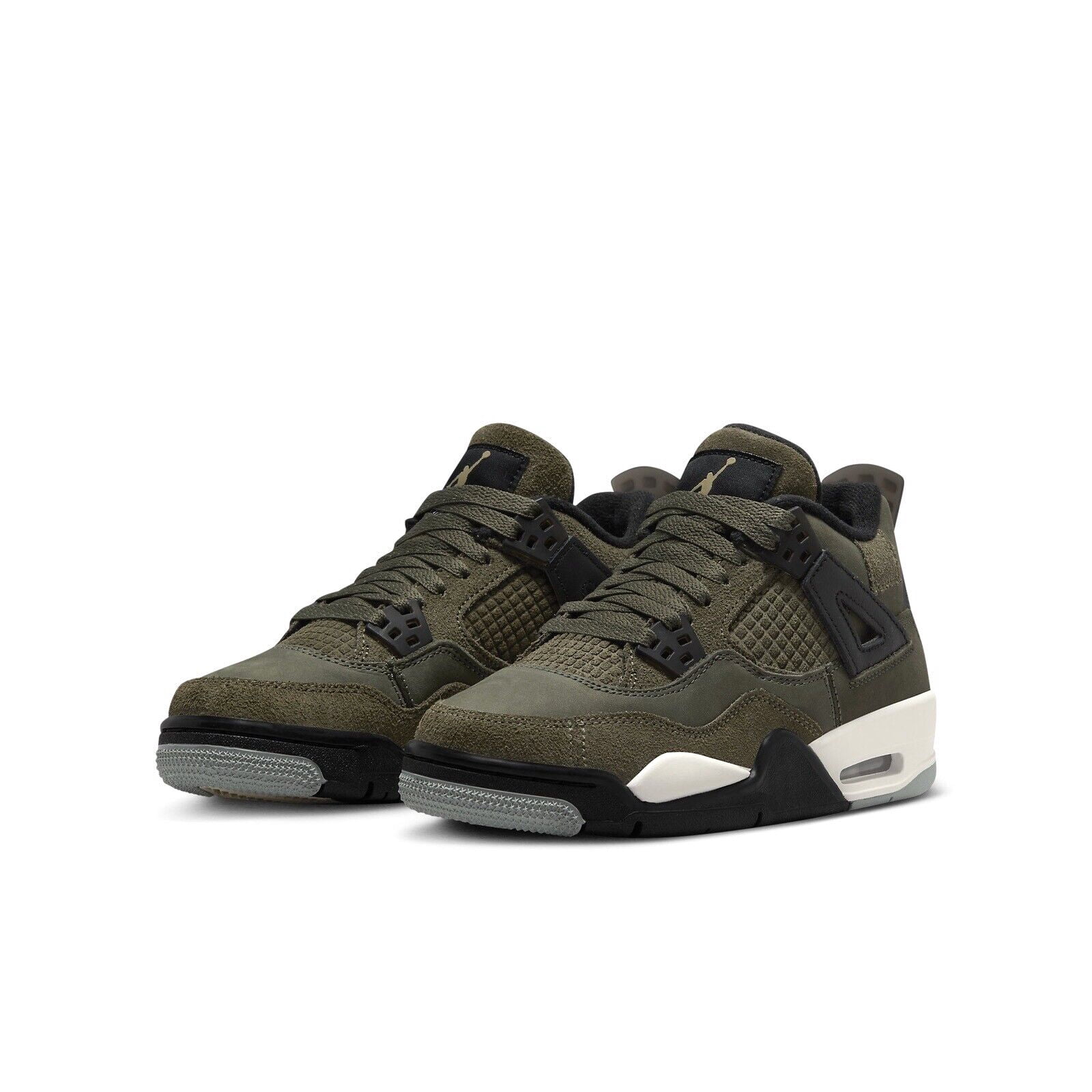 NIKE⭐︎AirJordan 4 Retro SE Craft Air Jordan 4 Retro SE Craft GS, Medium Olive Canvas, Pale Vanilla