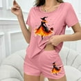 thumbnail image 5 of Womens Halloween Basic Pajamas Short Sleeve 2 Piece Print V Neck Womens Pajama Sets Soft Breathable Sleepwear, 5 of 7