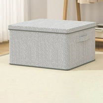 Large Capacity Foldable Storage Box | Non-Woven Fabric Clothes Organizer | 45×35×25Cm Gray Storage Basket for Wardrobe & Home Organization | 1-Piece