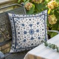 thumbnail image 3 of Throw Pillow Covers 26x26 Inch, Farmhouse Boho Decorative Pillow Cases for Couch Sofa Bed, Blue Country Vintage Chic Abstract Floral Cotton Linen Square Home Decor Pillowcases with Hidden Zipper, 3 of 9
