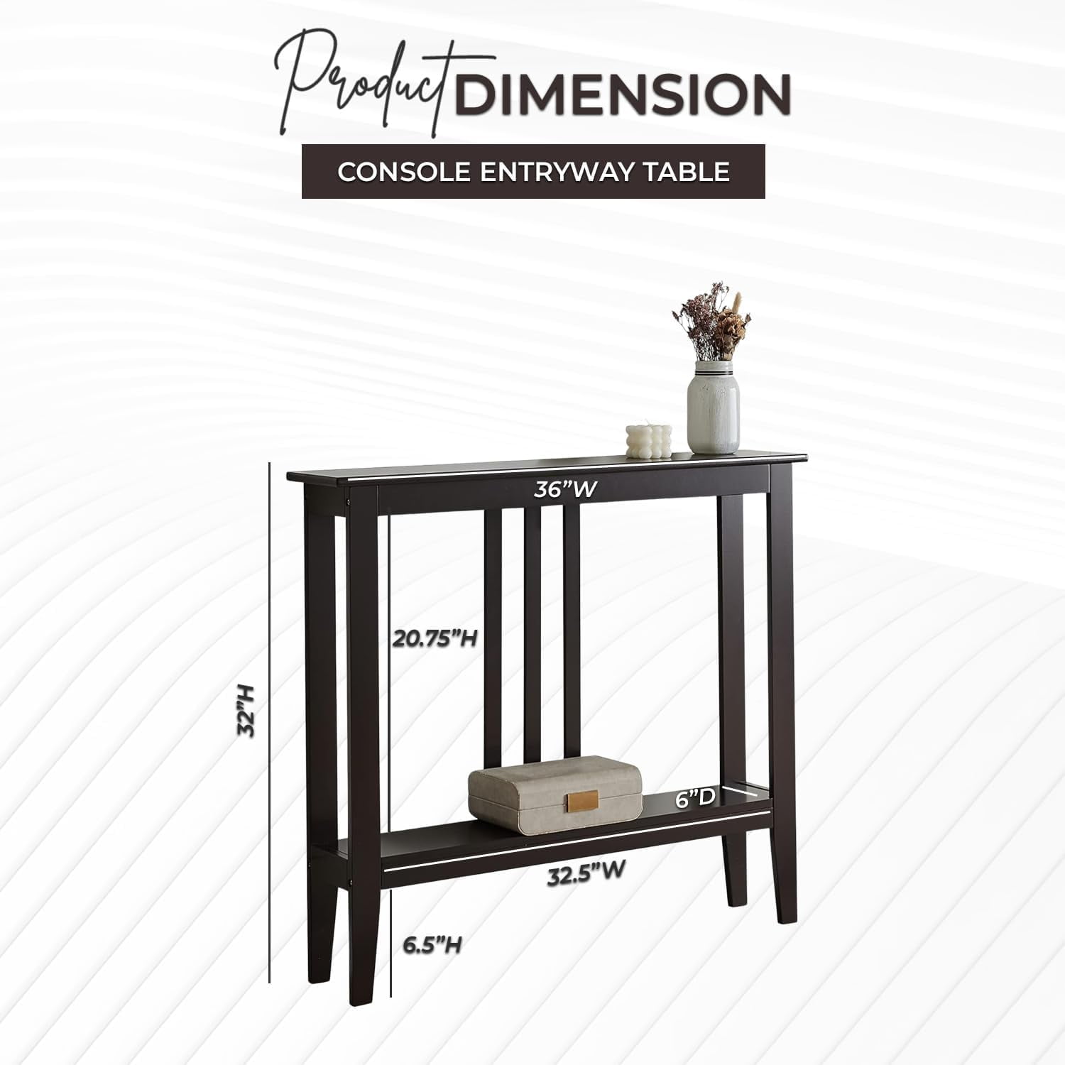 GMNIU Narrow Console Table with Storage – Rectangular Entryway & Behind Sofa Table, Wood Accent Hallway Table for Foyer or Living Room, Espresso