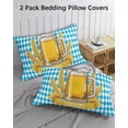 thumbnail image 2 of Cartoon Beer King Pillow Cases Set of 2 - Microfiber Bed Throw Pillow Covers, Funny Wheat Abstract Blue White Plaid Decorative Lumbar Pillow Cover with Envelope Closure for Sofa/Travel 20"x36", 2 of 6
