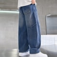 thumbnail image 5 of Spazoro Boys Denim Pants with Pockets, Loose Fit Zip Fly Durable Wide Leg Panel Detail Baggy Jeans Street Bottoms Blue Size 5-6, 5 of 7