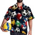 thumbnail image 4 of Football Men's Spread Collar Poplin Beach Shirts - Casual Printed Button Down Short Sleeve Summer Tops for Unisex, 4 of 6