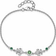 thumbnail image 3 of Sterling Silver Rh-Plated Green & White Cz Fleur De Lis With 1In Ext. Bracelet Made In China -Jewelry By Sweet Pea, 3 of 6