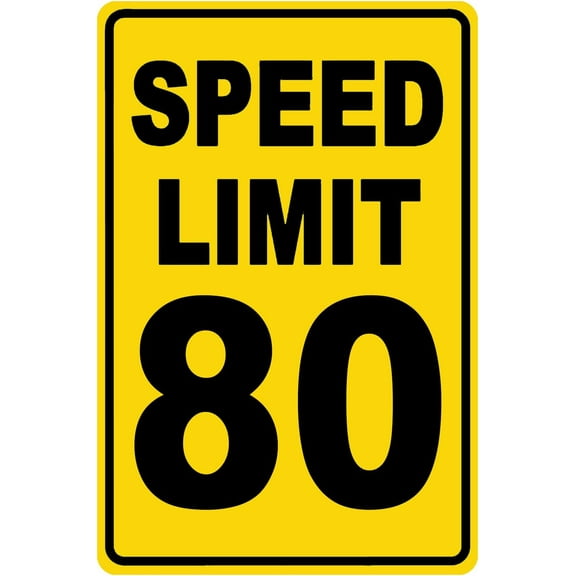 Speed Limit 80 Sign Mph Slow Warning Dector Traffic Road Highway Metal Tin Sign 12x8 Inch