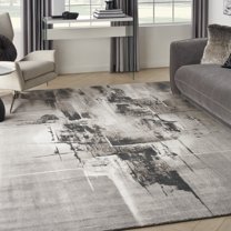 Nourison Twilight Abstract Grey/Ivory/Black 9'9" x 13'9" Area Rug, (10x14)